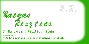 matyas risztics business card